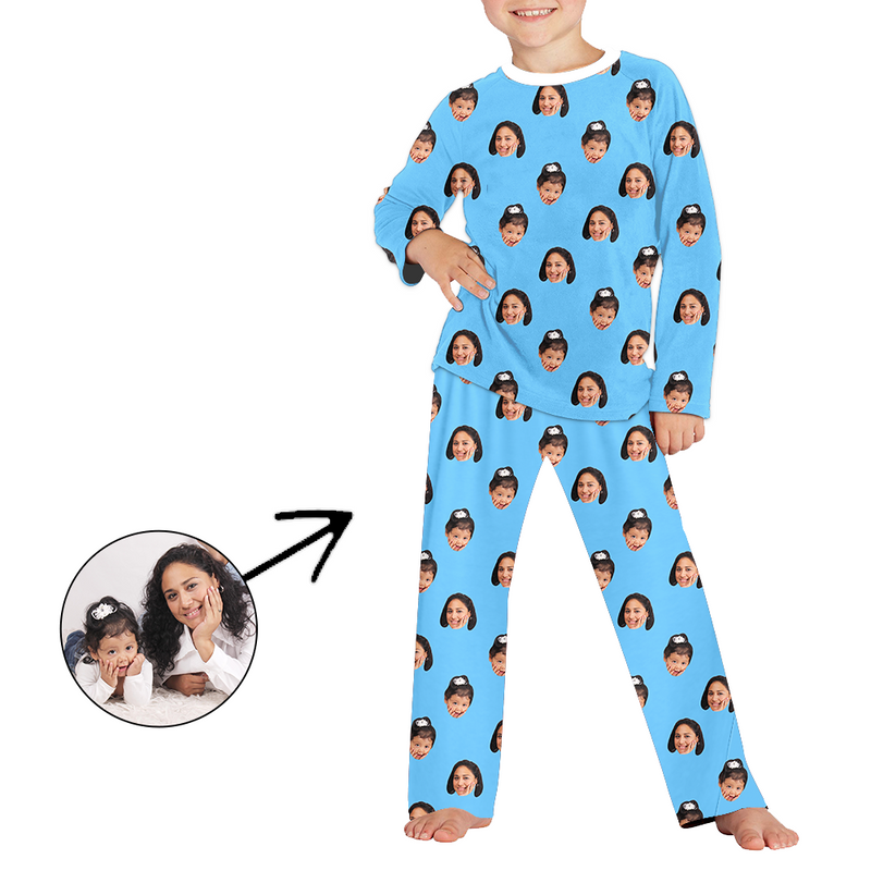 Custom Photo Pajamas For Kids Dog Paw Footprint Long Sleeve