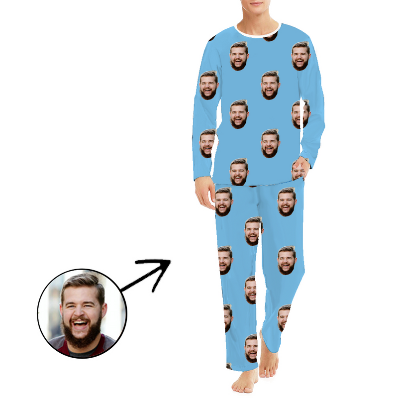 Custom Photo Pajamas For Men My Loved One's Face Long Sleeve