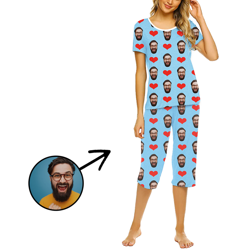 Custom Photo Pajamas For Women Heart I Love My Wife