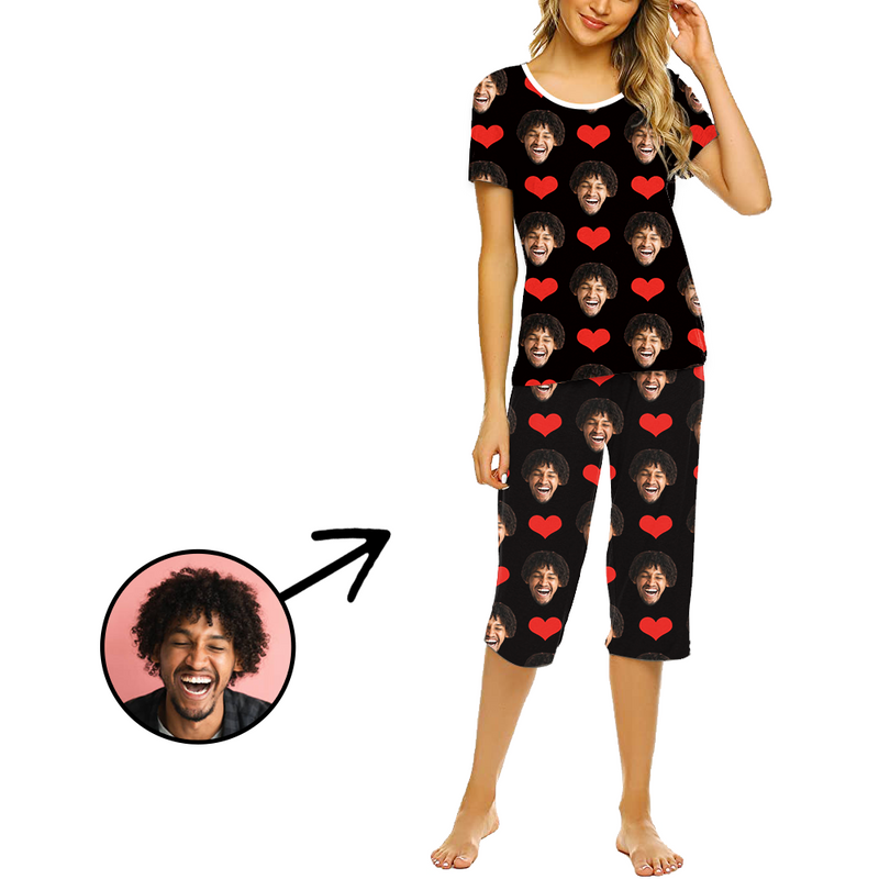 Custom Photo Pajamas For Women Funny Mash Face