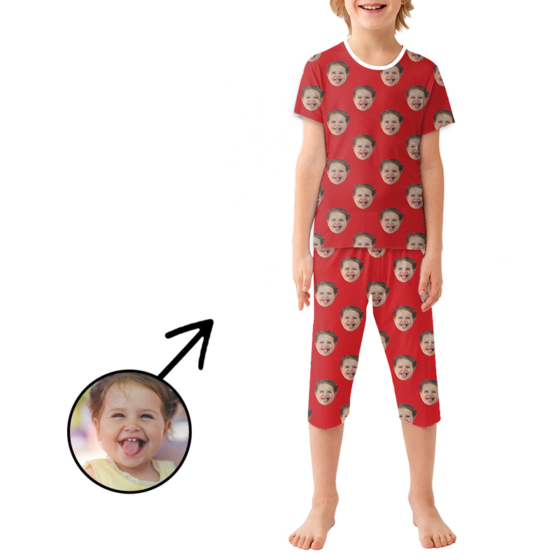 Custom Photo Pajamas For Kids Dog Footprint