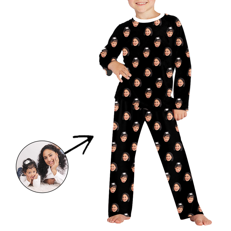 Custom Photo Pajamas For Kids Heart I Love My Baby Long Sleeve