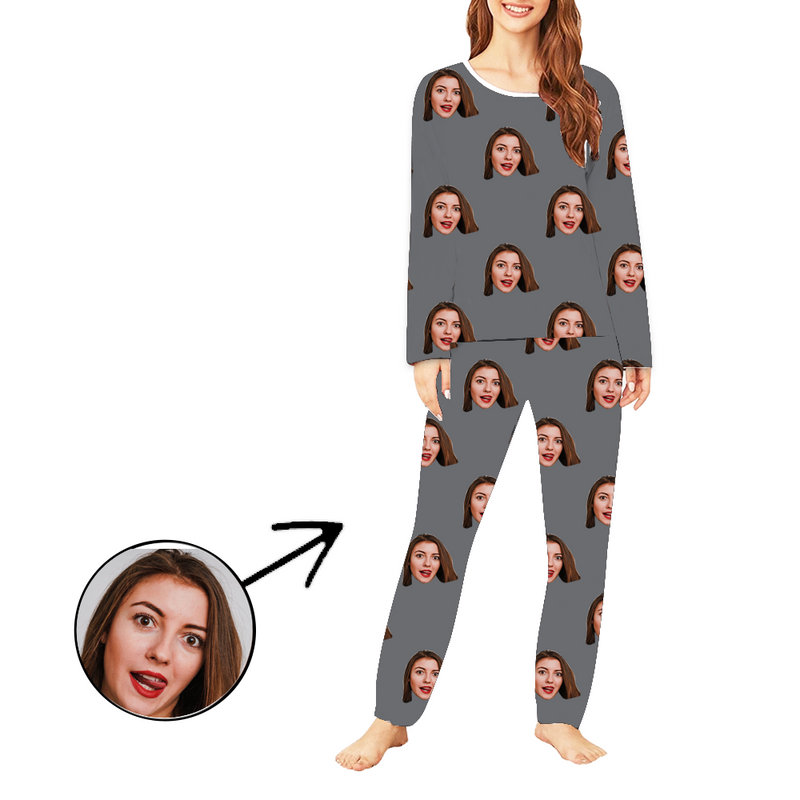 Custom Photo Pajamas For Women My Loved One's Face Long Sleeve