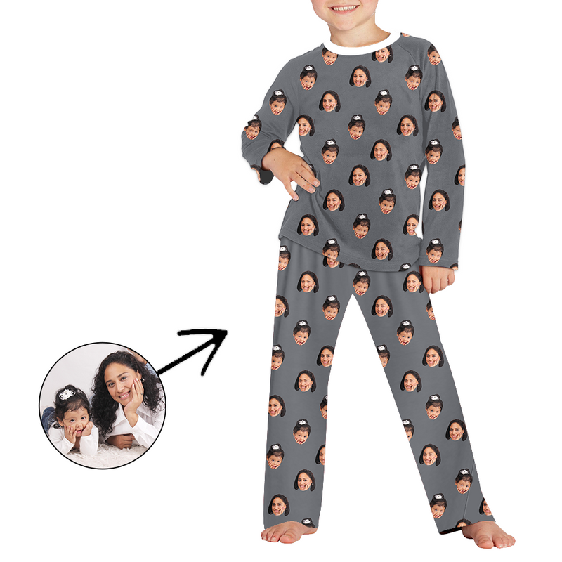 Custom Photo Pajamas Christmas Pajamas For Kids I Love My Wife Long Sleeve