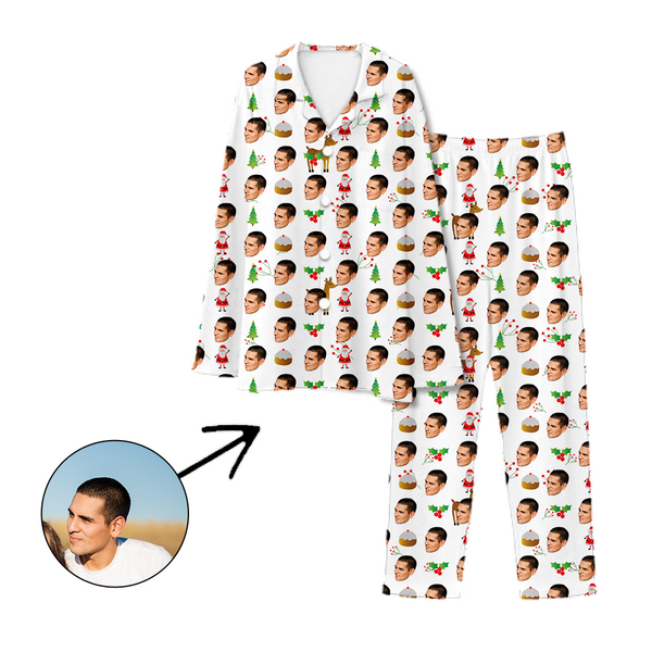 Custom Photo Pajamas Christmas Tree And Cake photo pajamas