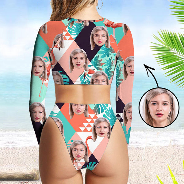Custom Face Swimsuit Two Piece Face Swimsuit Face Bikini Tropical Vege