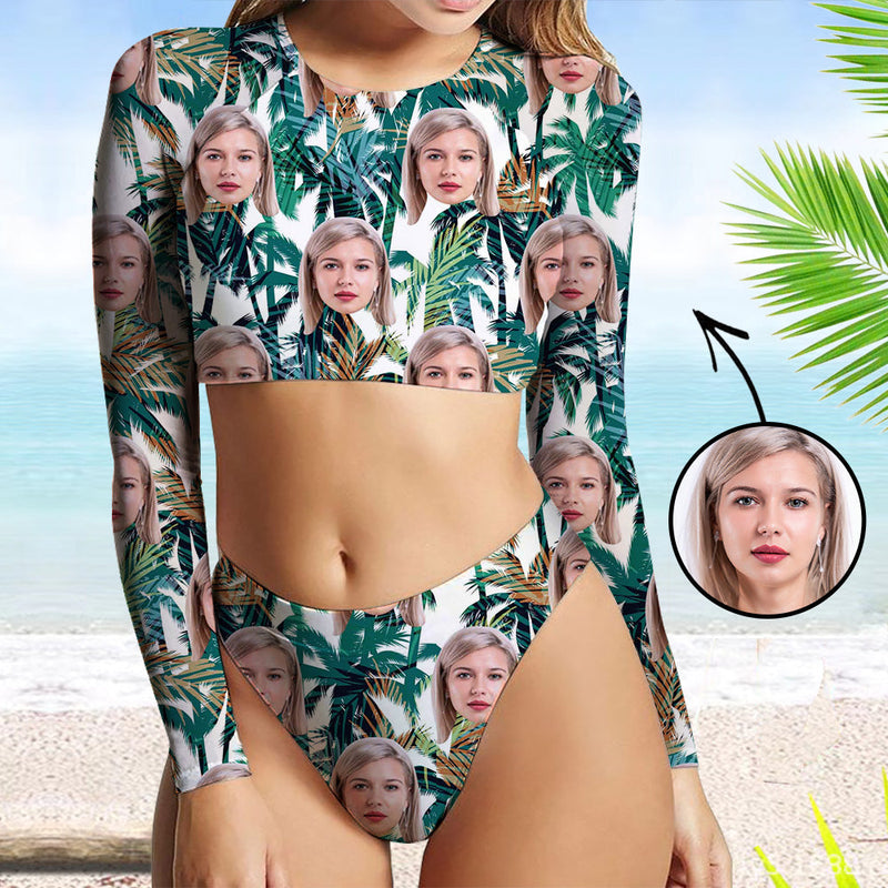 Custom Face Swimsuit Two Piece Face Swimsuit Face Bikini Mash Face Personalized Bathing Suit For Women