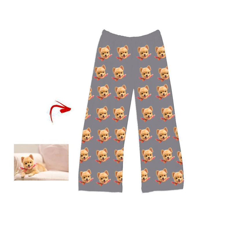 Custom Photo Pajamas Pants For Women Dog Paw Footprint Long Sleeve Mother's Day Gifts