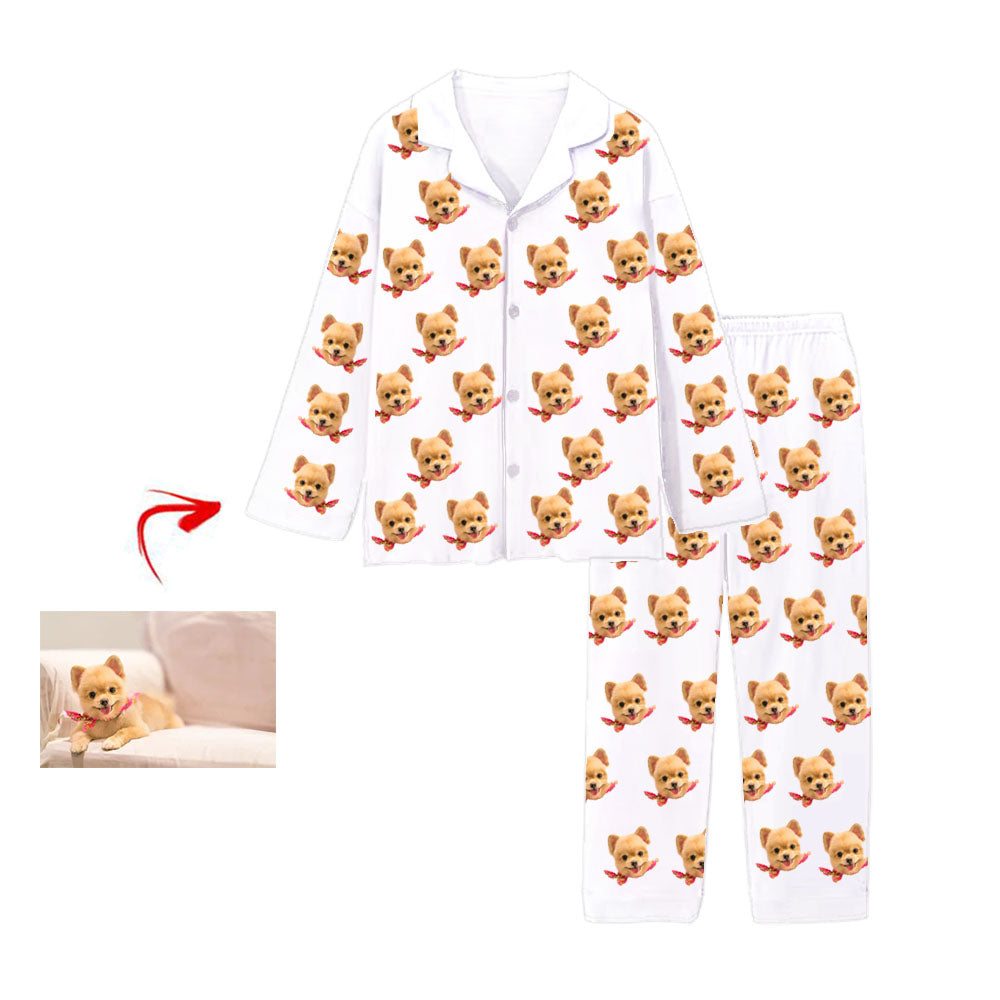 Custom Photo Pajamas I Love My Dog White