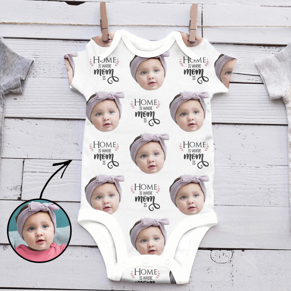Custom Photo Baby Bodysuit Home Is Where Mom Is Mother's Day Gifts