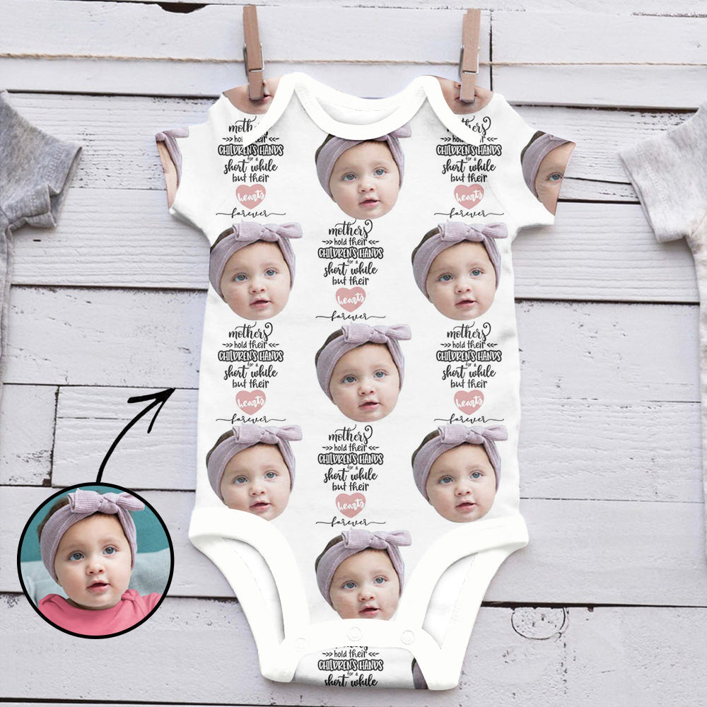 Custom Photo Baby Bodysuit Mothers Hold Their Children's Hands Mother's Day Gifts