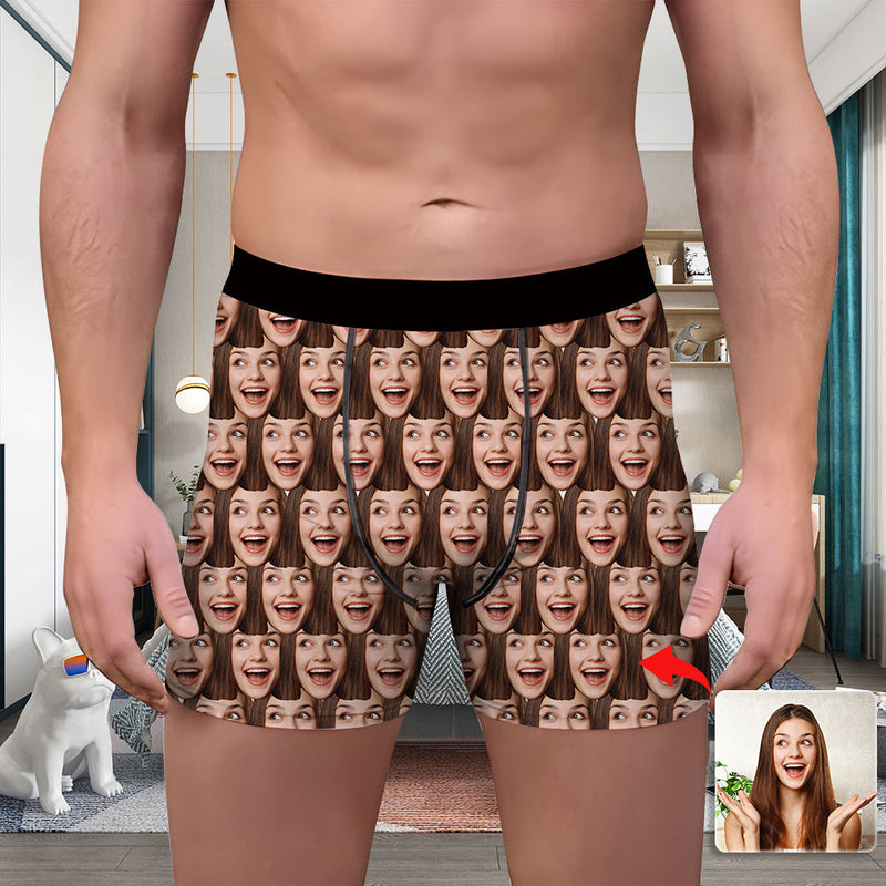 Valentine's Day Custom Underwear With Face Boxer Custom Boxers Personalized Underwear Custom Boxer Briefs Face Boxer I Licked It So It's Mine Black