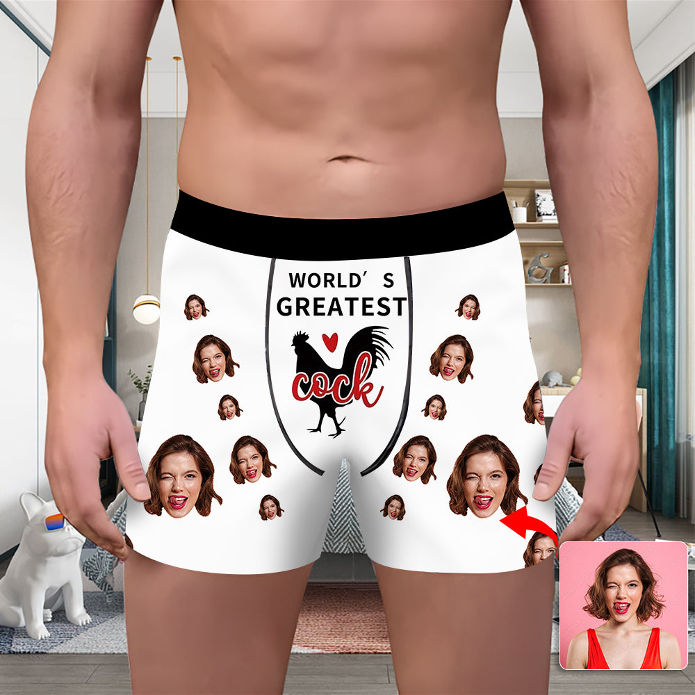 Valentine's Day Custom Underwear With Face Boxer Custom Boxers Personalized Underwear Custom Boxer Briefs Face Boxer World's Greatest Cock