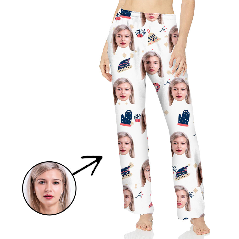 Face Pajamas Pants Photo Pajama Pants Face On Pajamas For Women Candy Cane And Christmas Bells Special Offer Christmas Gifts