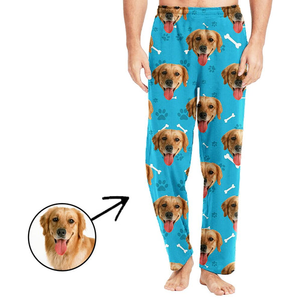 Christmas Gifts Face Pajamas Pants For Men Dog Paw Footprint Dog On Pa photo pajamas
