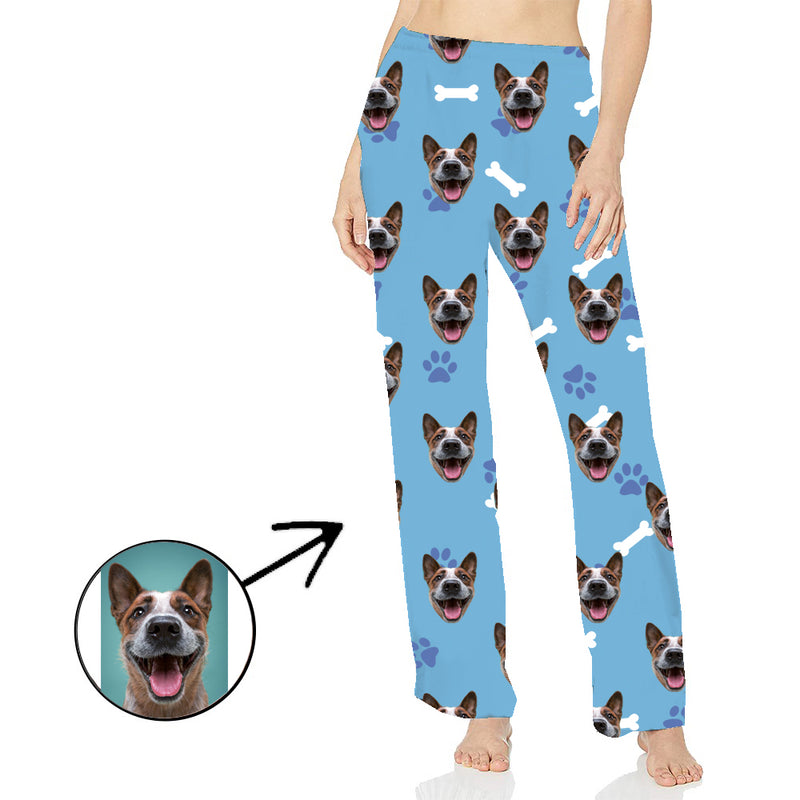 Custom Photo Pajamas Pants For Men Dog Paw Footprint Long Sleeve Gifts For Valentine's Day Gifts