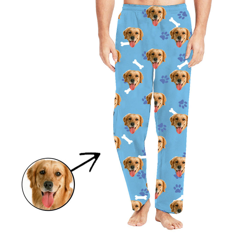 Custom Photo Pajamas Pants For Women Dog Paw Footprint Long Sleeve Mother's Day Gifts