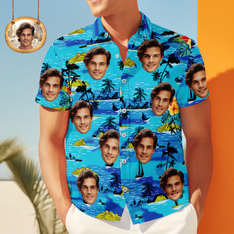 Custom Hawaiian Shirt with Face & Tropical Flowers