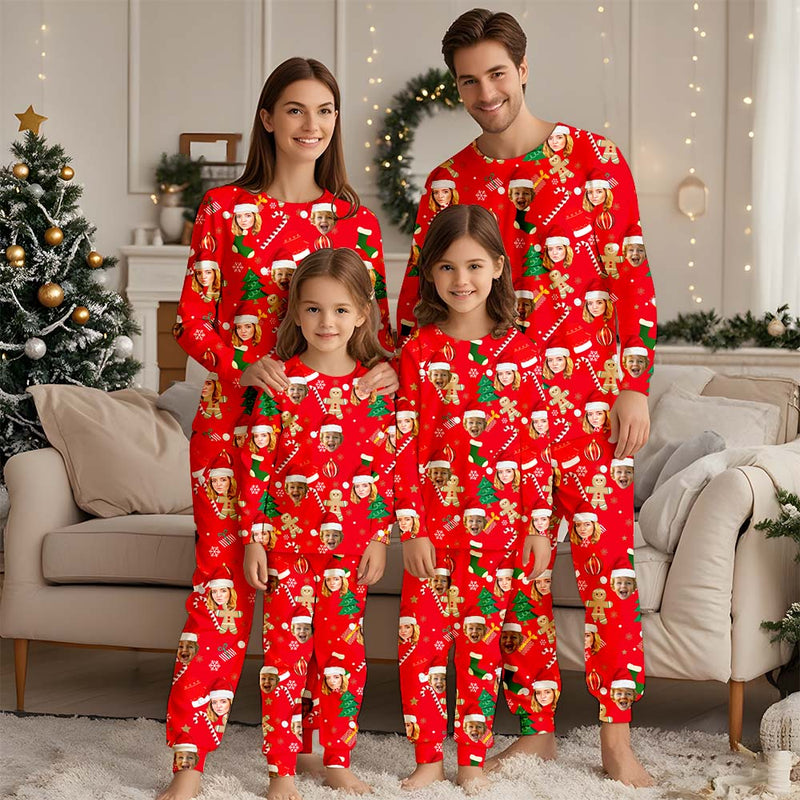 Custom Face Christmas Pajamas Set, Custom Photo Pajamas Home Wear Set, Best Gift for Wife Husband Family and Friends