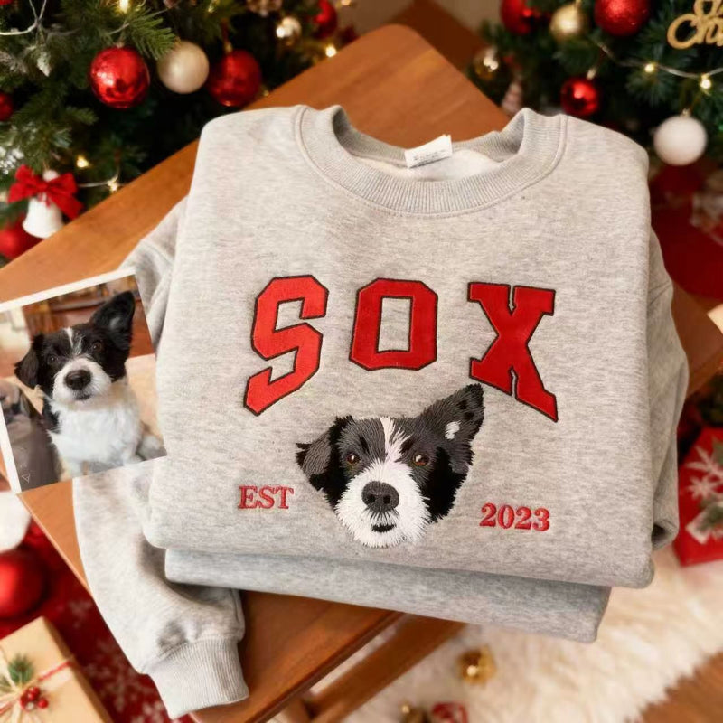 Custom Embroidered Varsity Pet From Your Photo Sweatshirt,Hoodie with Dog Name,Dog Owner Gift. gift  For Pet Lover