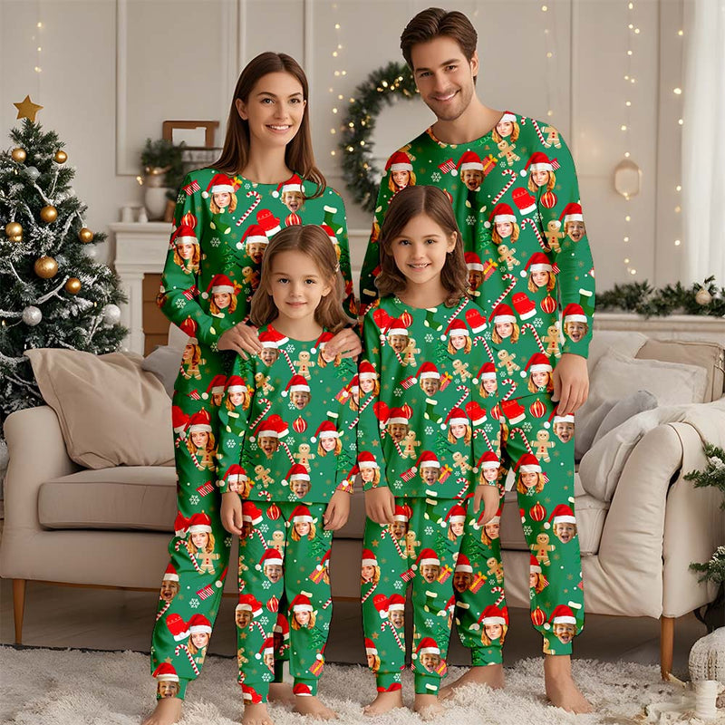 Custom Face Christmas Pajamas Set, Custom Photo Pajamas Home Wear Set, Best Gift for Wife Husband Family and Friends