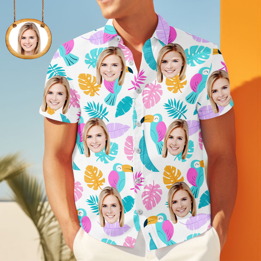 Custom Hawaiian Shirt for Her – Floral & Face Pattern