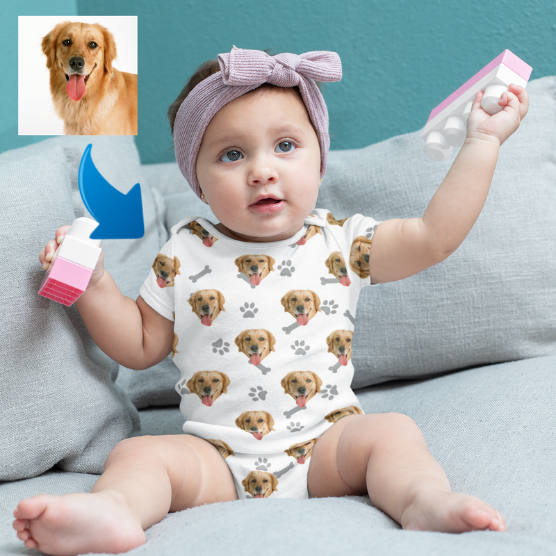 Custom Photo Baby Bodysuit Dog Footprint Gift For Dog Lovers