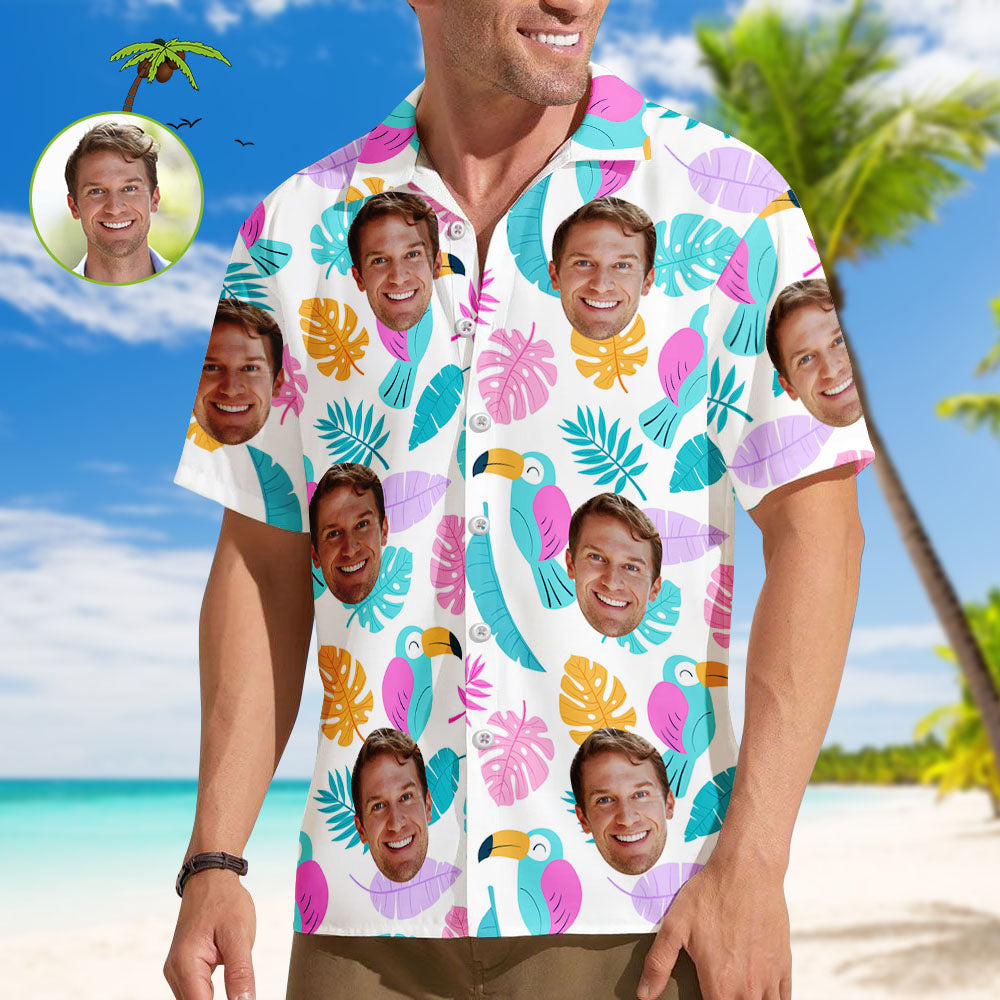 Custom Hawaiian Shirt for Her – Floral & Face Pattern