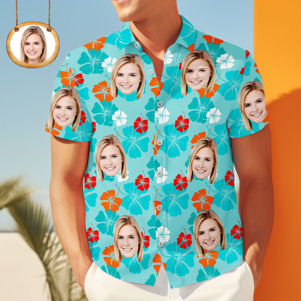 Hawaiian Shirt with Leaf & Face Design – Unique Gift