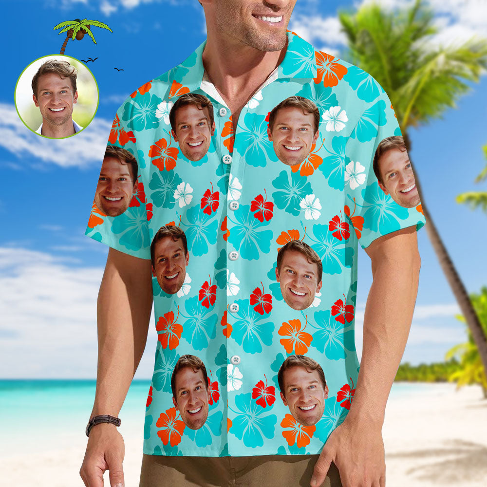 Hawaiian Shirt with Leaf & Face Design – Unique Gift