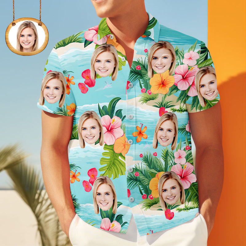 Aloha Shirt Gift for Him – Bold Flowers & Face Art