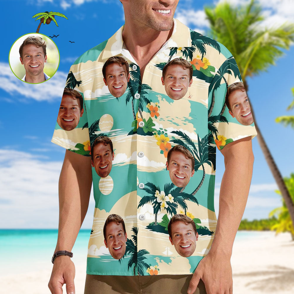 Personalized Tropical Shirt – Face Surrounded by Flowers