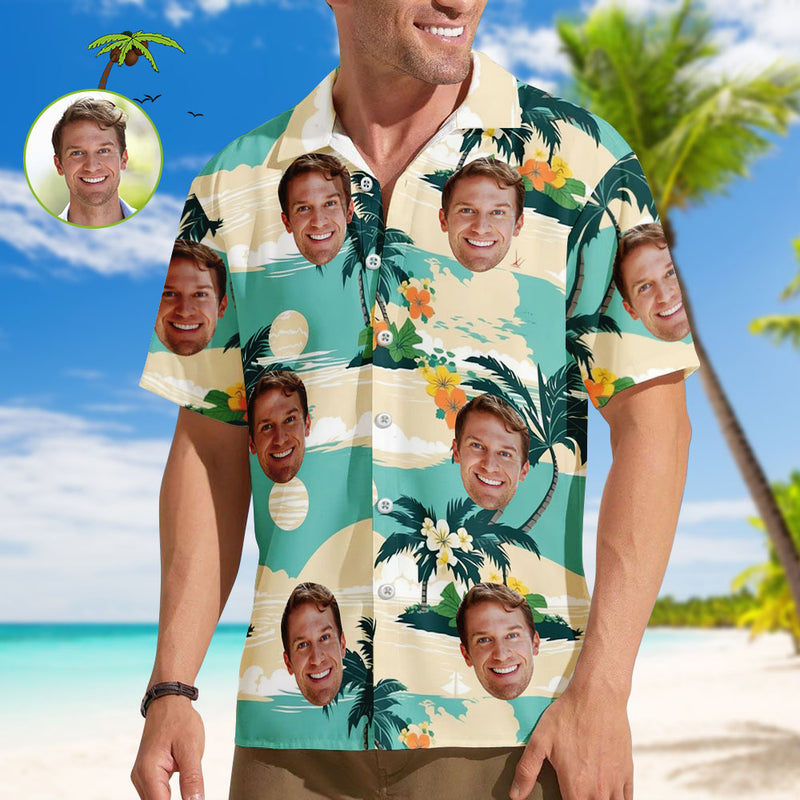Personalized Tropical Shirt – Face Surrounded by Flowers