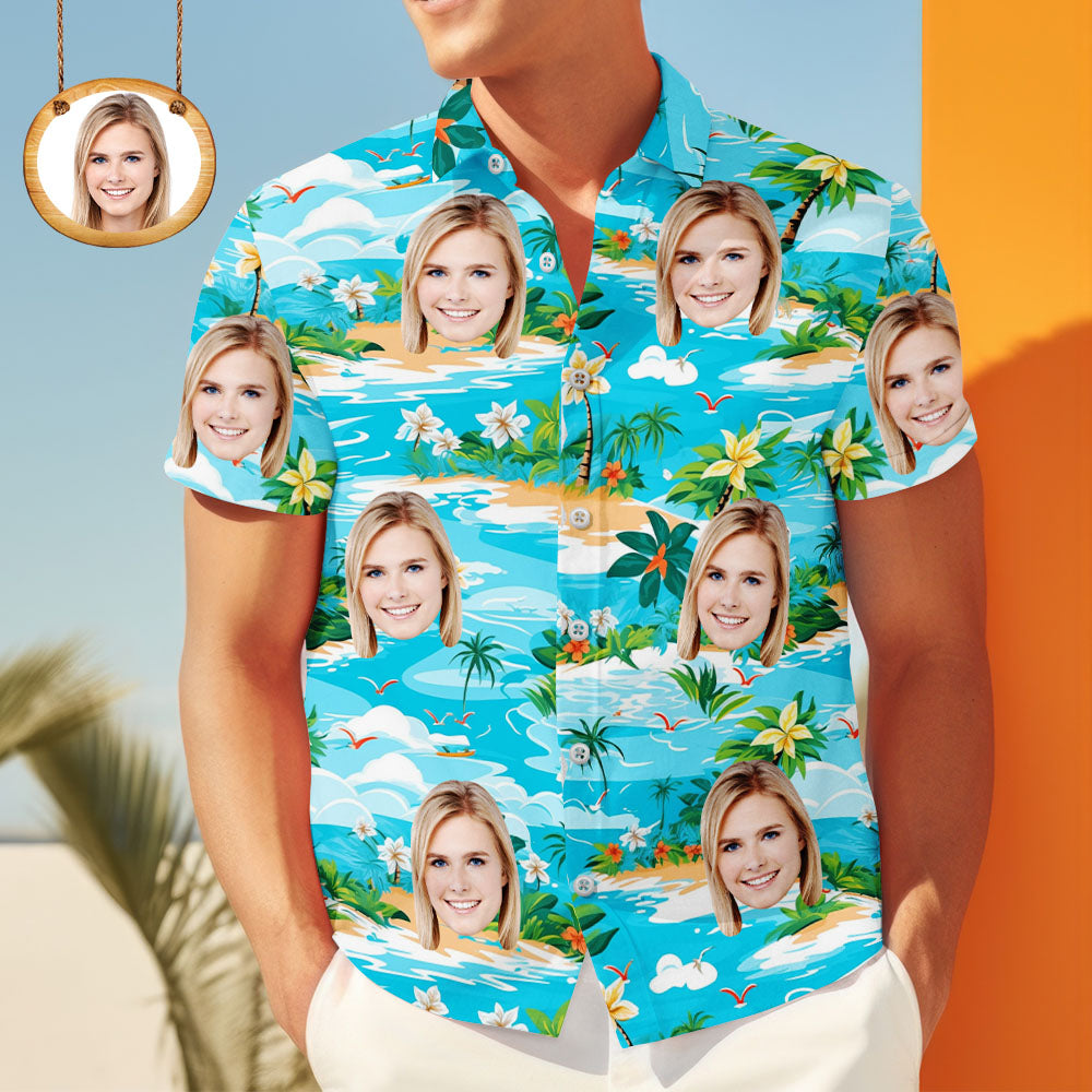 Custom Hawaiian Shirt – Colorful Leaves & Face Graphic