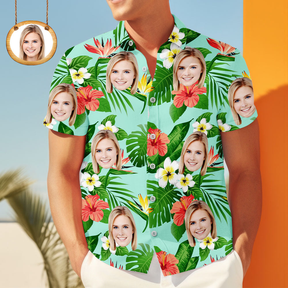 Gift for Her – Floral & Face Hawaiian Shirt – Custom Fit