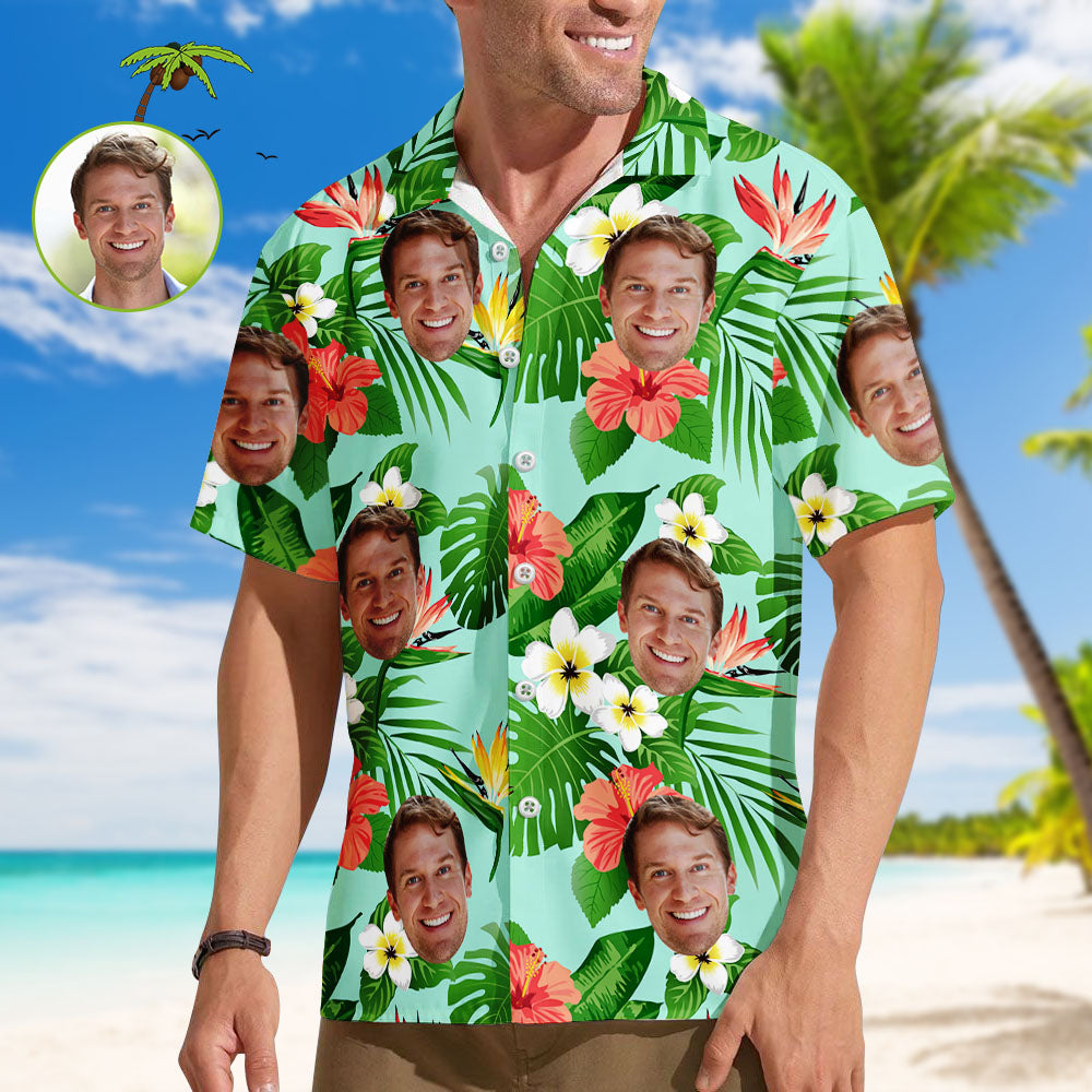 Gift for Her – Floral & Face Hawaiian Shirt – Custom Fit