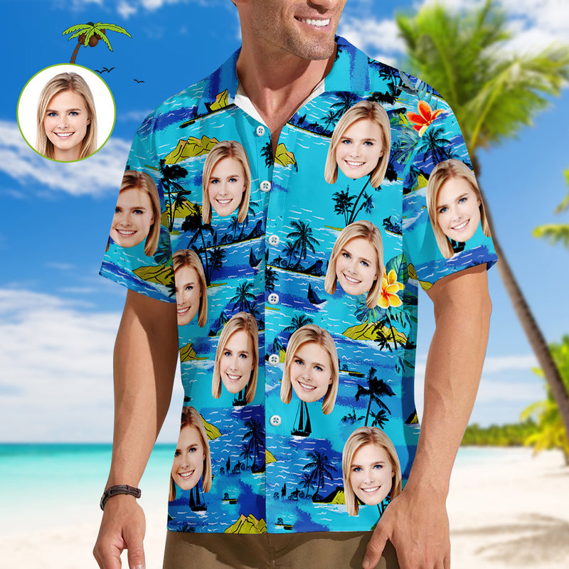Custom Hawaiian Shirt with Face & Tropical Flowers