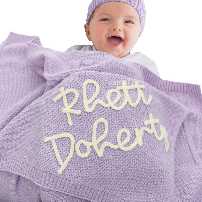 Soft knitted blanket with name - Breathable baby blanket made of cotton, personalized & cuddly soft