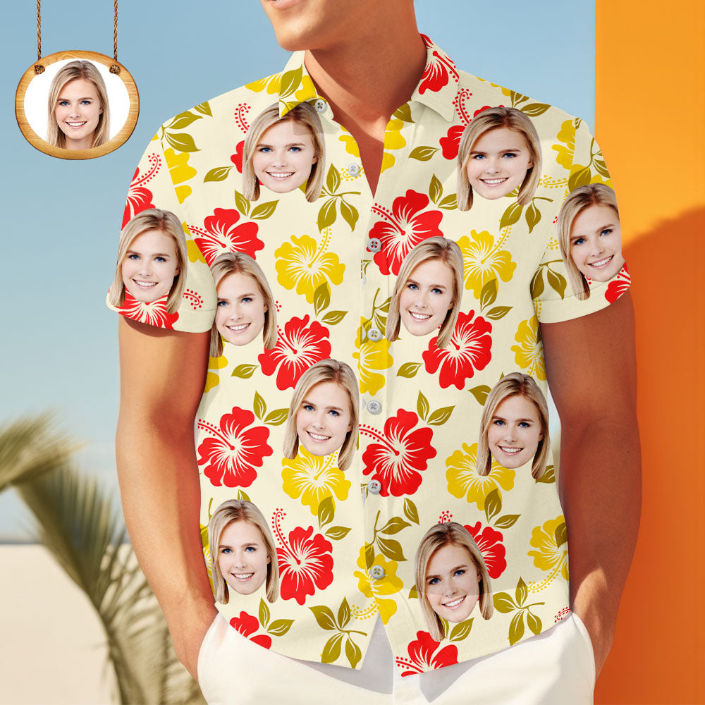 Personalized Tropical Aloha Shirt – Flowers & Face Art