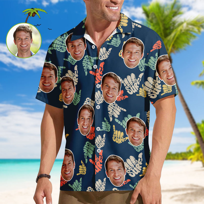 Gift for Dad – Custom Hawaiian Shirt with Face & Leaves