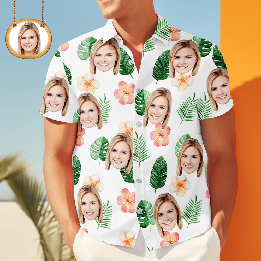 Hawaiian Shirt with Floral & Face Print – Customizable