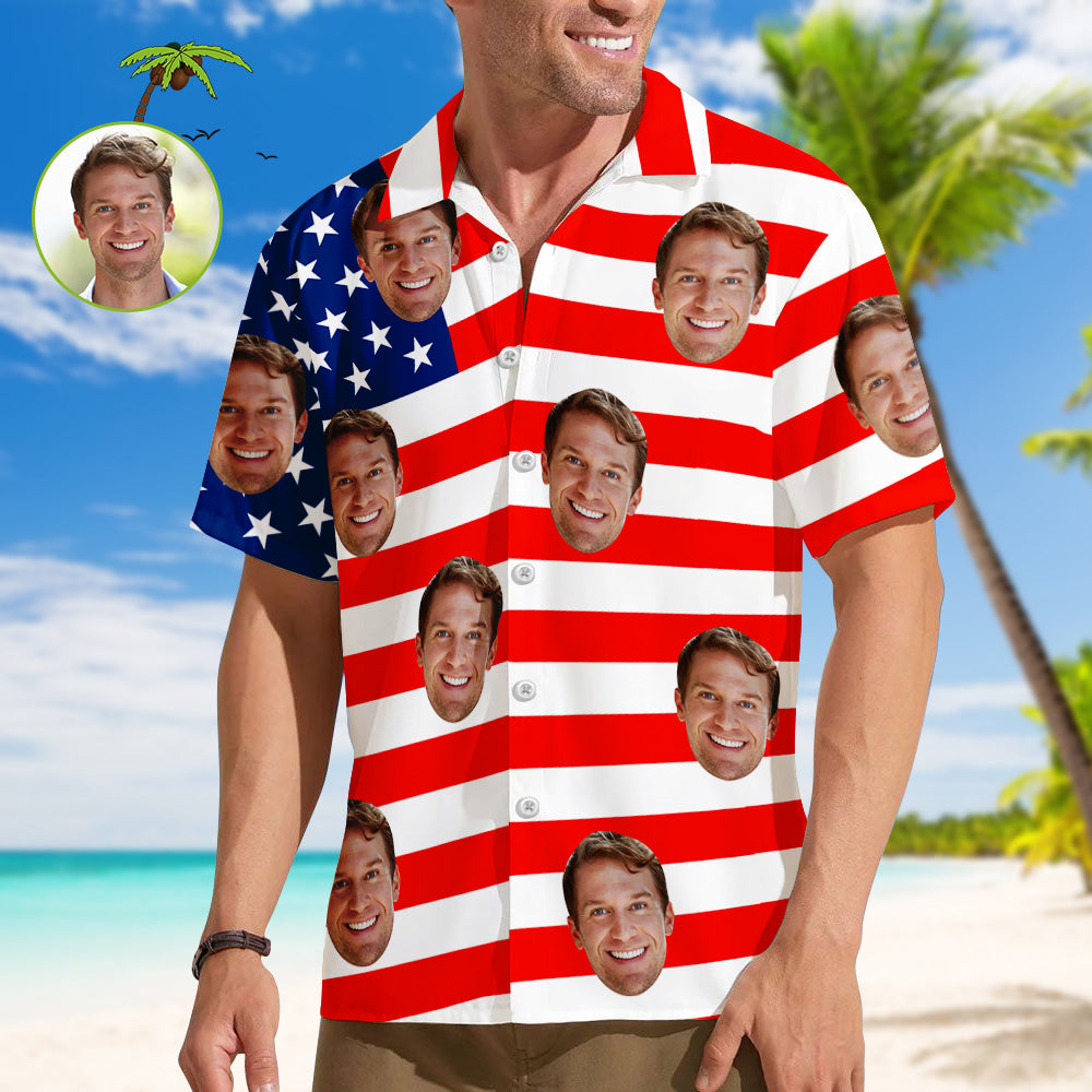 Unique Aloha Shirt – Face Surrounded by Tropical Stars
