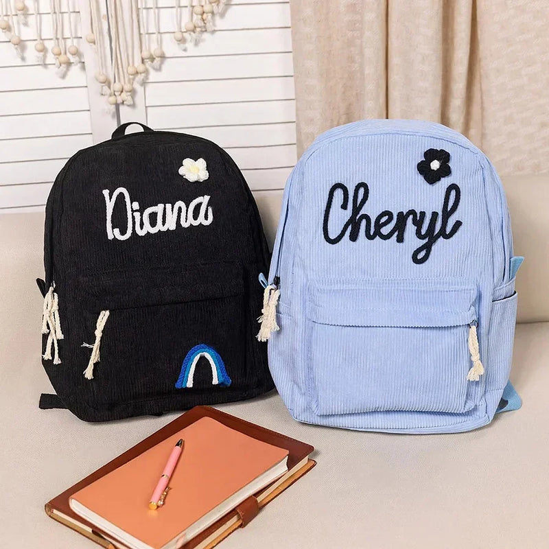 Personalized children's corduroy backpack – with name print