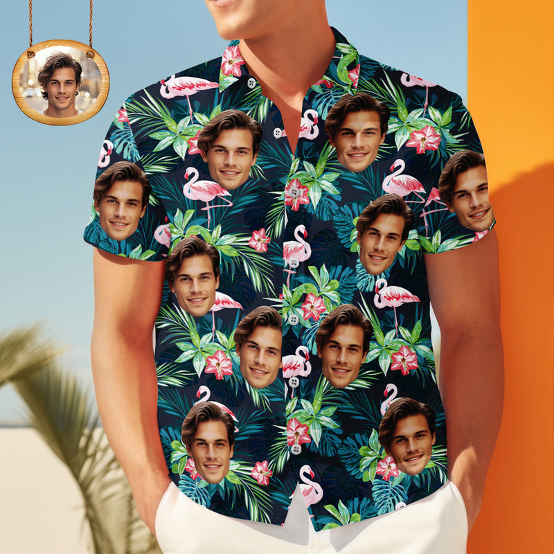 Father's Day Gift Custom Hawaiian Shirt Colorful Aloha Shirt with Floral & Face Art – Gift for Dad