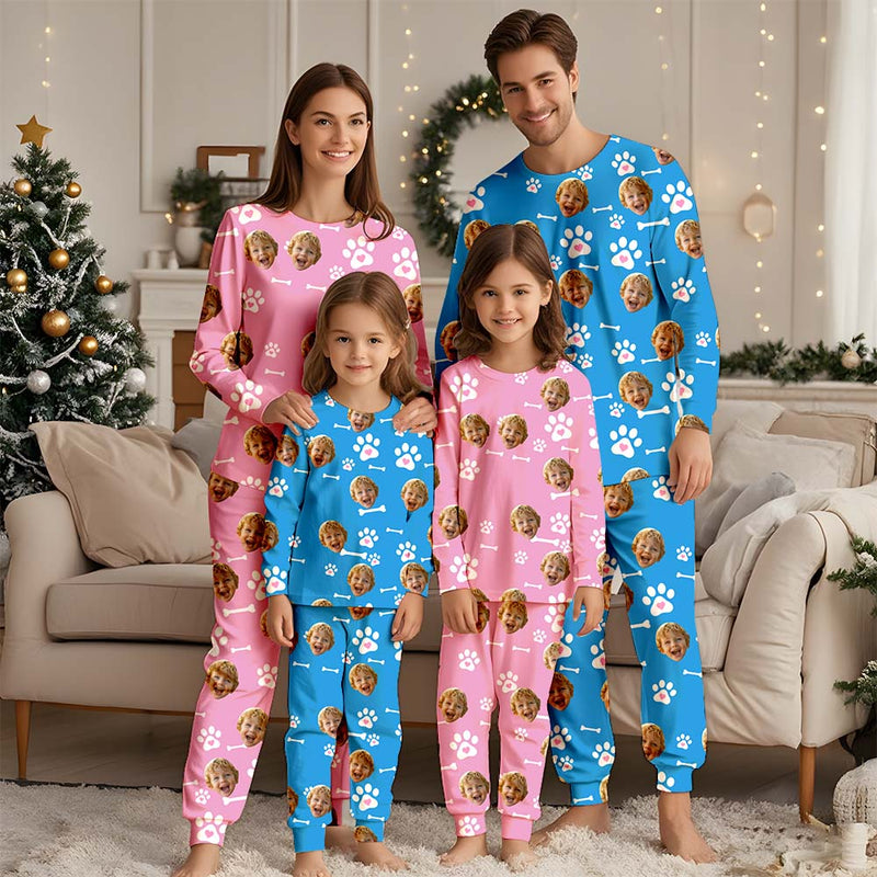 Custom Face Christmas Pajamas Set, Custom Photo Pajamas, Pajamas For Women, Bridesmaid Pajama, Family Pajama Party Set