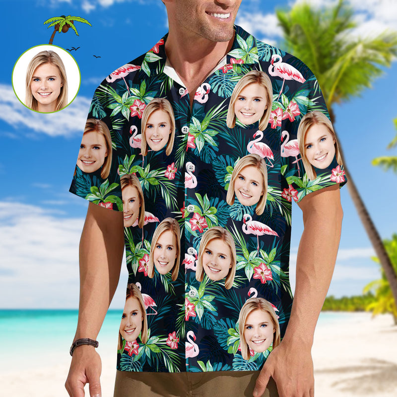 Father's Day Gift Custom Hawaiian Shirt Colorful Aloha Shirt with Floral & Face Art – Gift for Dad