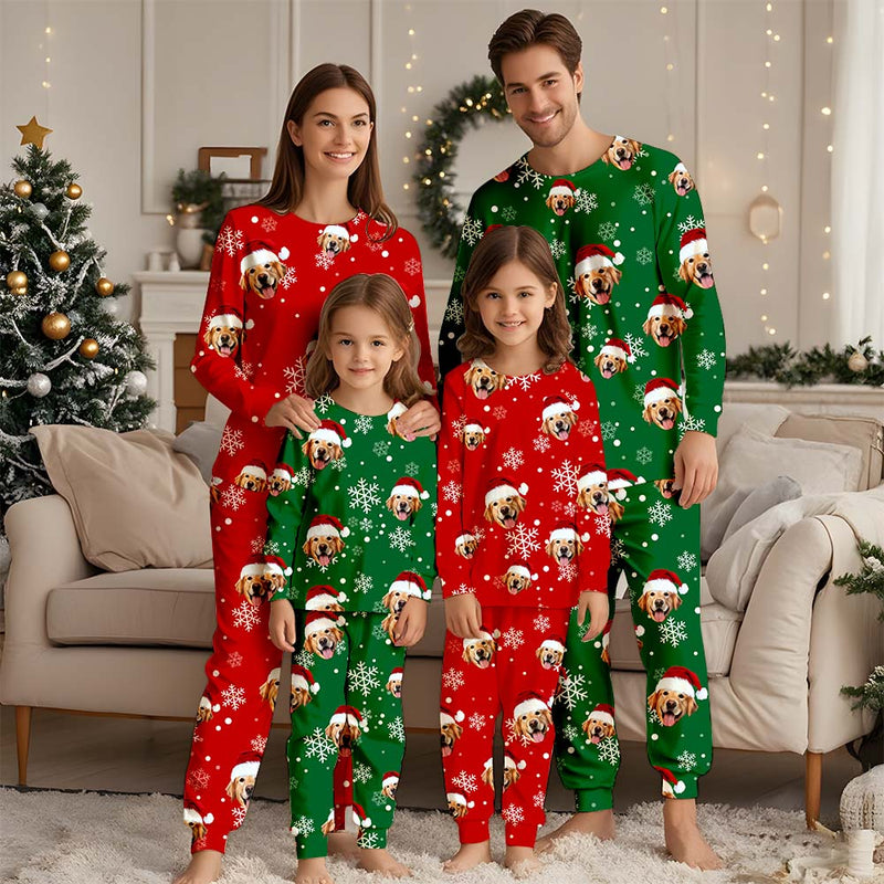 Custom Face Christmas Pajamas Set, Custom Photo Pajamas