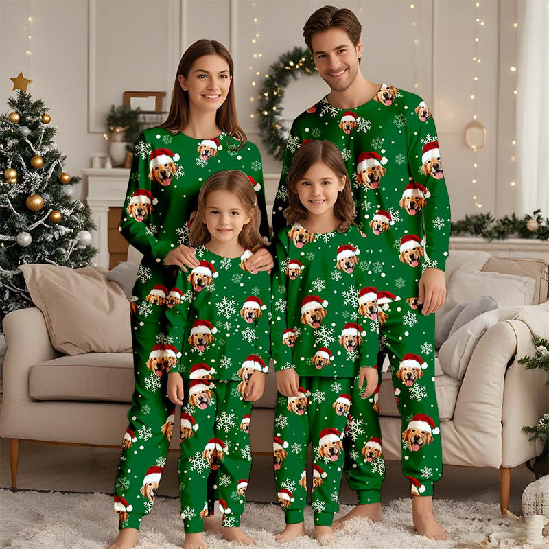 Custom Face Christmas Pajamas Set, Custom Photo Pajamas