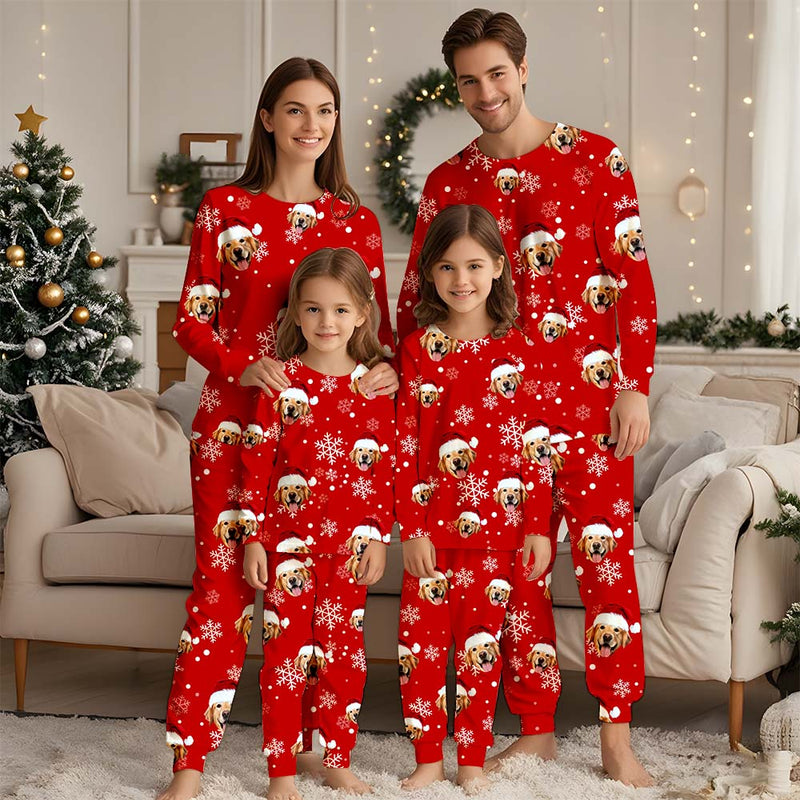 Custom Face Christmas Pajamas Set, Custom Photo Pajamas