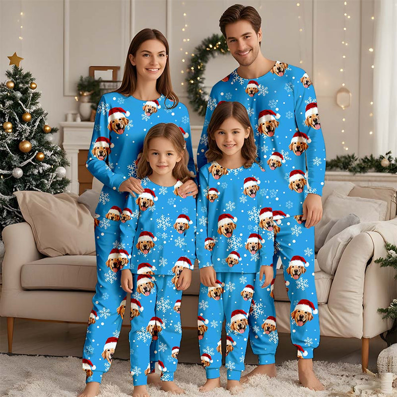 Custom Face Christmas Pajamas Set, Custom Photo Pajamas